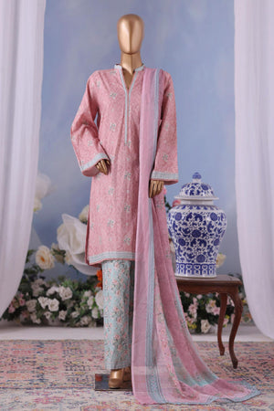 Bin Saeed Stitched 3 Piece Exclusive Printed Cotton Vol-04 Collection'2025-WC-2494-Pink