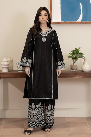 Flutterby Stitched 2 Piece Cotton Satin Winter Collection'2025-Avery-bk