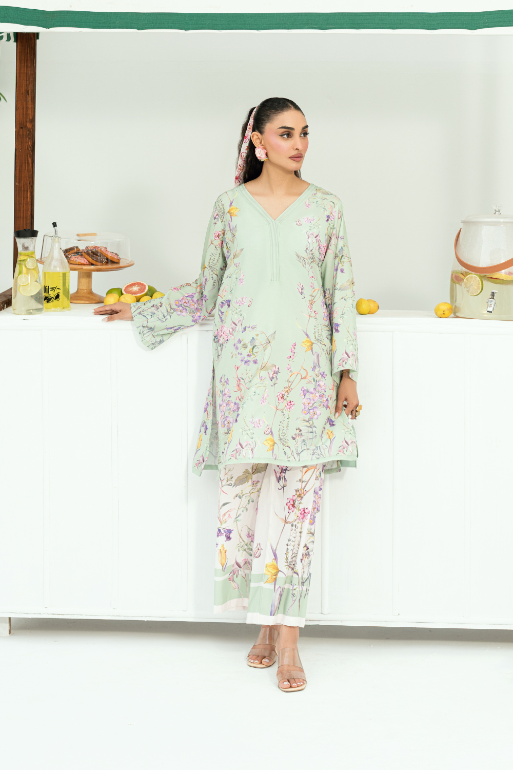 Raha By Amal Stitched Co Ords Cambric Vol-01 Collection'2025-Lime