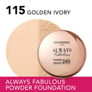 Bourjois - ALWAYS FABULOUS Powder Foundation SPF20 - 115-Golden Ivory - My Store