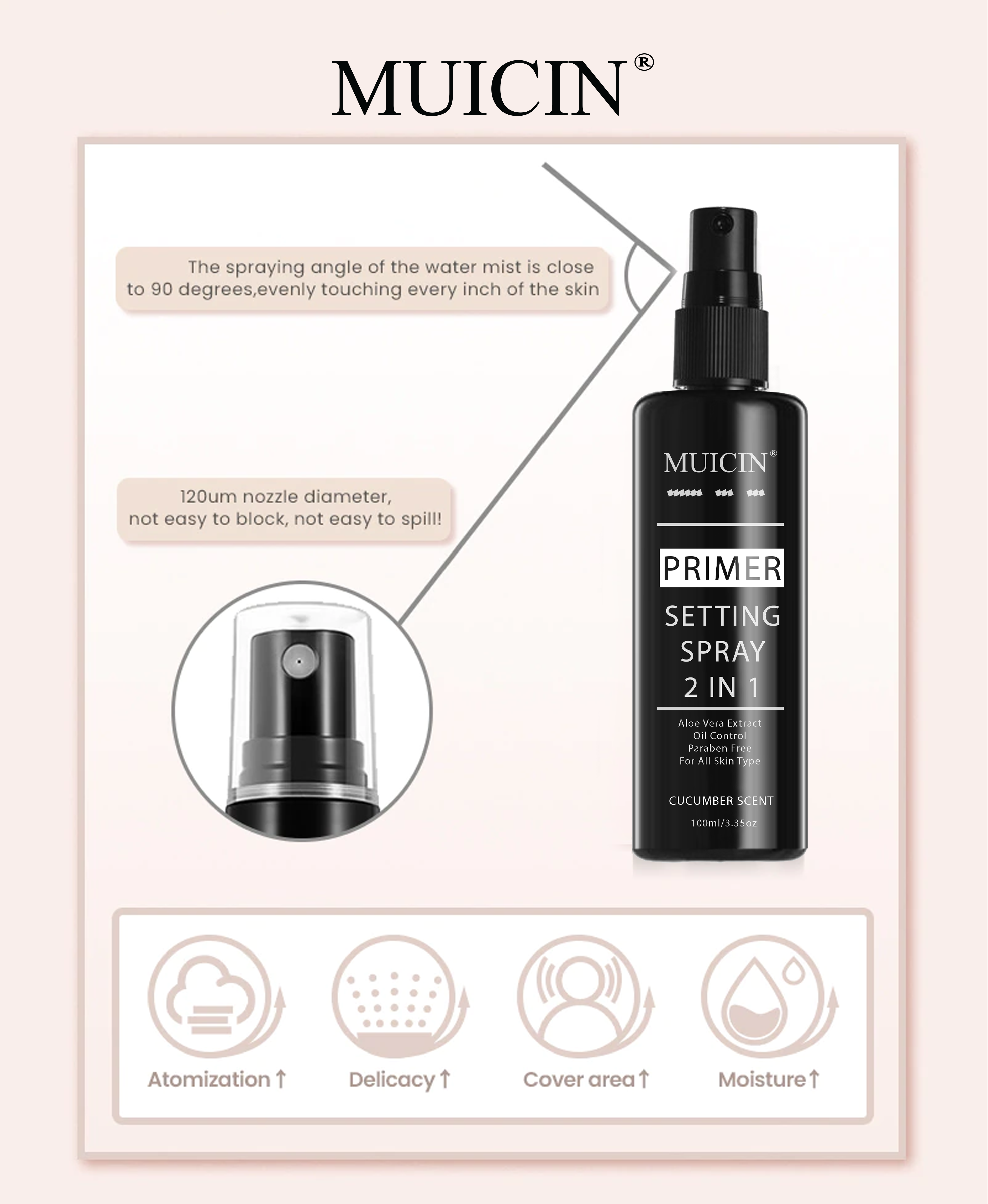 MUICIN - 2 in 1 Primer Setting Spray - 100ml - My Store
