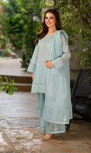 Shamooz Stitched 3 Piece Formals Collection'2025-Ice Blue SE-033
