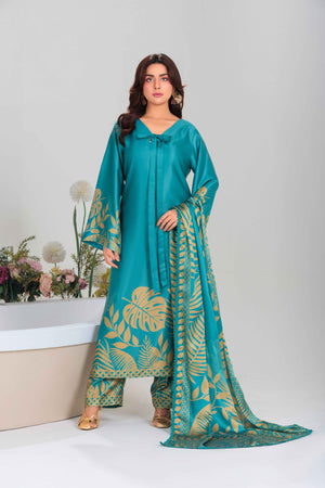 Vibrant Aura By Huma Gul Unstitched 3 Piece Satin Silk Edit Collection'2025-Velora HG-201