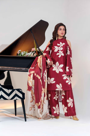 Vibrant Aura By Huma Gul Unstitched 3 Piece Satin Silk Edit Collection'2025-Amora HG-203