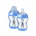 Tommee Tippee Natural Start Decorated Blue Bottles 3m+Med Flow 2x260ml - Snapcart.pk