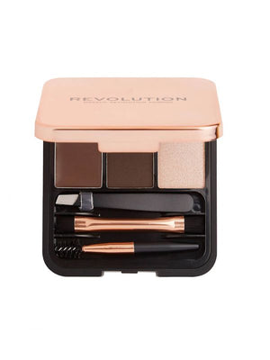 Makeup Revolution Brow Sculpt Compact Powder Kit Dark Brown 2.2G
