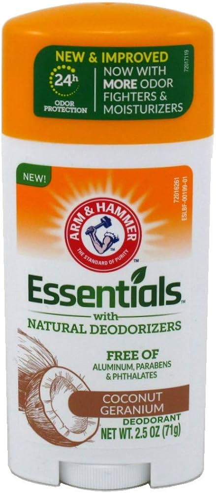 Arm & Hammer Deodorant Stick Essentialcoconut Geranium 2.5Oz/71Gm