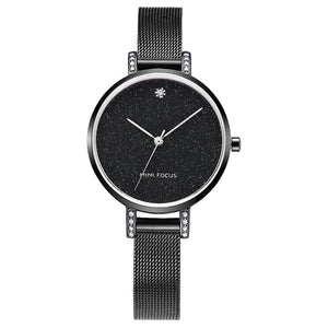 Mini Focus Black Mesh Bracelet Black Dial Quartz Watch for Ladies - MF0160L-04
