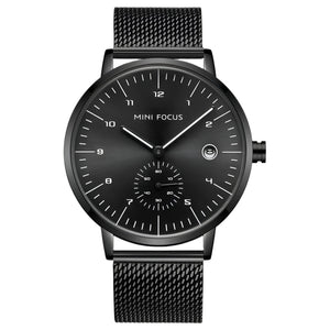 Mini Focus Black Mesh Bracelet Black Dial Quartz Watch for Ladies - MF0303G-04