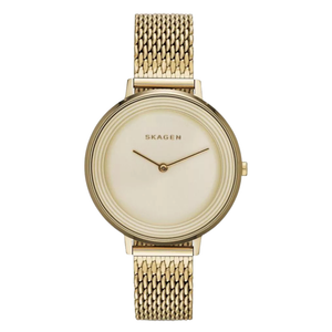 Skagen Ditte Gold Mesh Bracelet Gold Dial Quartz Watch for Ladies - SKW2333
