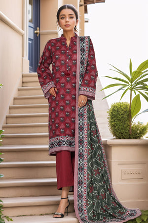 Sada Bahar Stitched 3 Piece Printed Khaddar Vol-01 Collection'2025-KD-PR-6247-Maroon