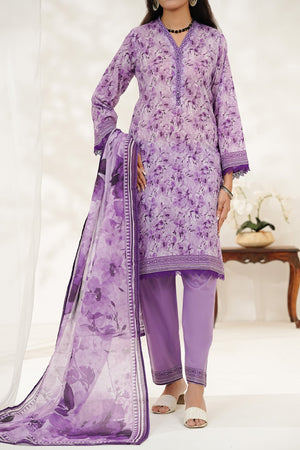 Aizal Stitched 3 Piece Printed Lawn Collection'2025-D-650-Lilac