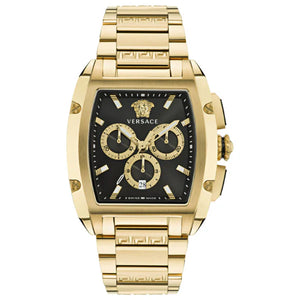 Versace Dominus Gold Stainless Steel Black Dial Chronograph Quartz Watch for Gents - VE6H00523