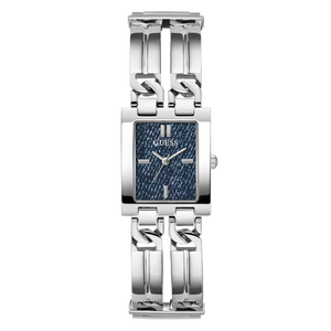 Guess MOD ID Silver Stainless Steel Blue Dial Quartz Watch for Ladies - GW0807L1