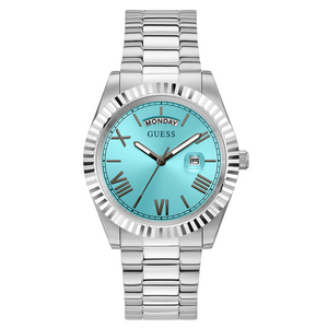 Guess Connoisseur Silver Stainless Steel Tiffany Blue Dial Quartz Watch for Gents - GW0265G11
