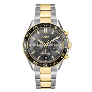 Hugo Boss Runner Two-tone Stainless Steel Grey Dial Chronograph Quartz Watch for Gents - Boss 1514144