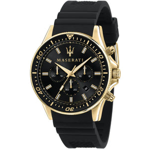 Maserati Sfida Black Silicone Strap Black Dial Quartz Watch for Gents - R8871640001