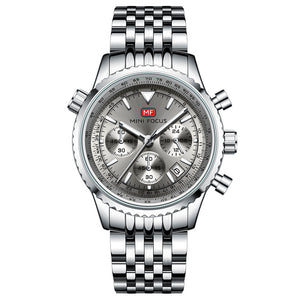 Mini Focus Silver Stainless Steel Grey Dial Chronograh Quartz Watch for Gents - MF0463G-01