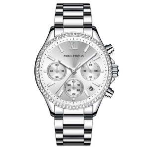 Mini Focus Silver Stainless Steel Silver Dial Chronograph Quartz Watch for Ladies - MF0617L-01