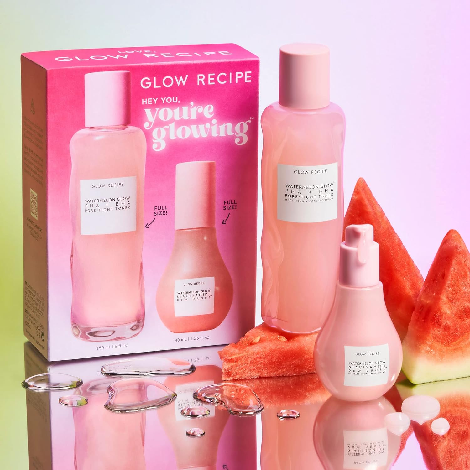 Glow Recipe Hey You Gift Set Watermelon Glow PHA+BHA Toner 150Ml+Watermelon Dew Drop 40Ml
