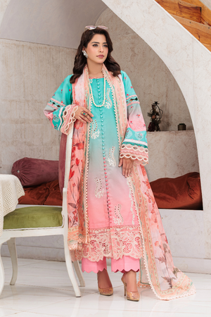 Huma Gul Unstitched 3 Piece Emb Lawn Collection'2025-Blush Breeze HG-104