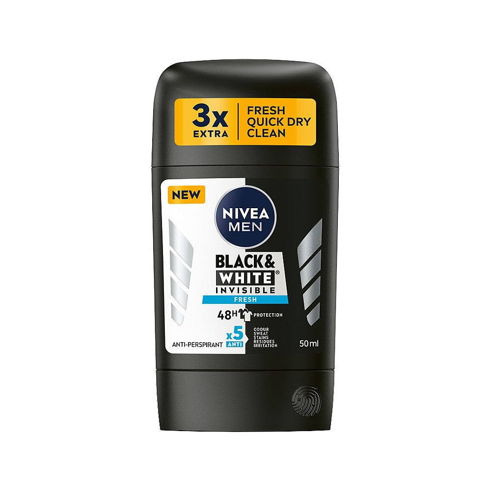 Nivea Men Black & White Invisible Fresh Deodorant Stick 50ml - Snapcart.pk