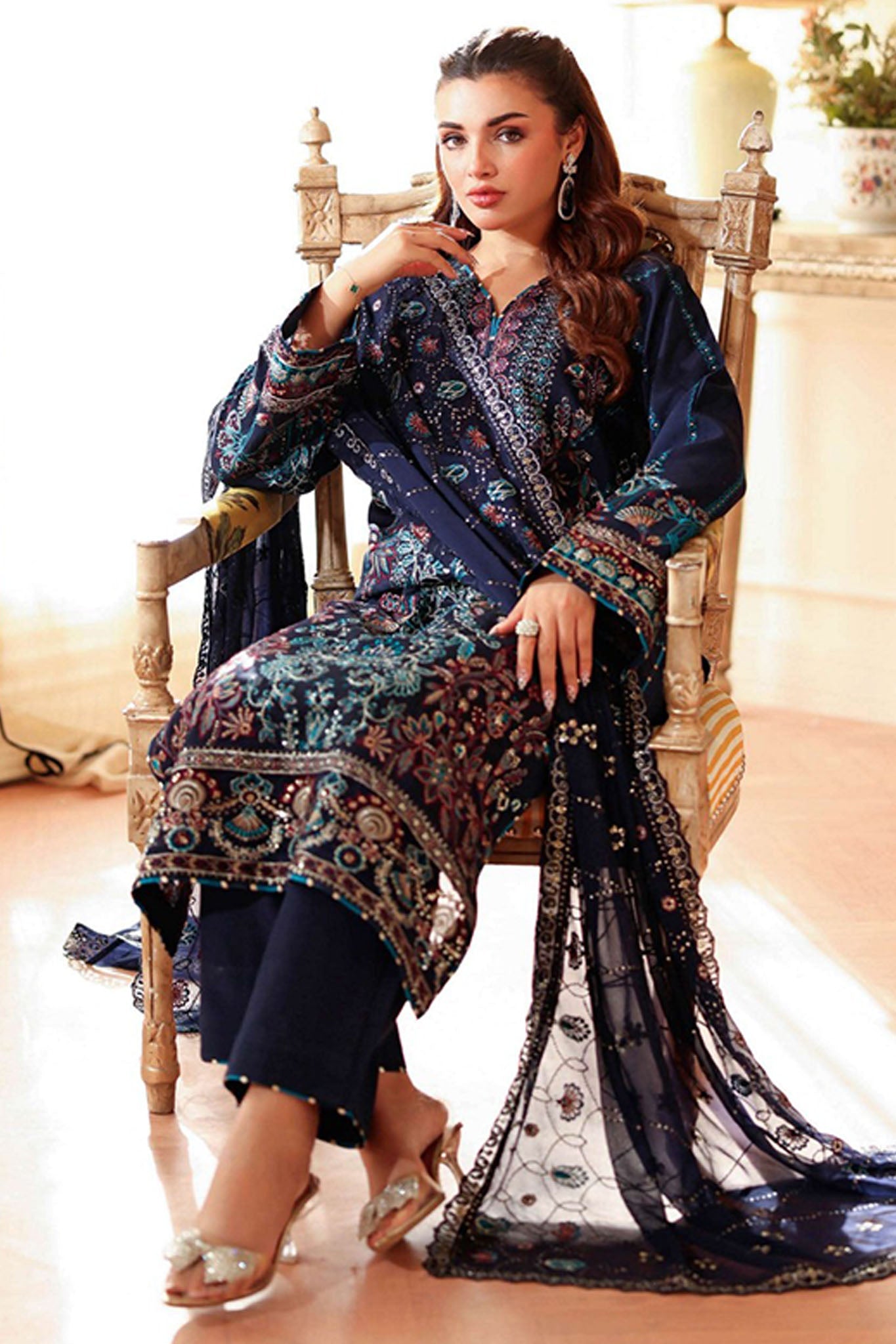 Aangan by Ramsha Unstitched 3 Piece Raw Silk Vol-02 Collection'2025-AA-201