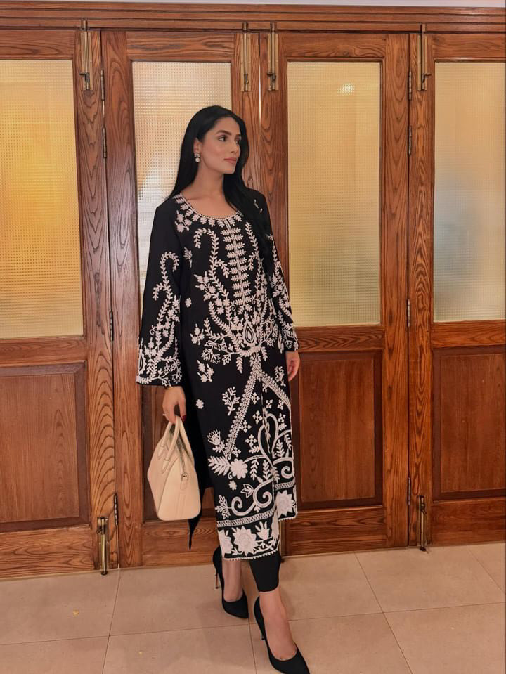 Manahils Stitched Black Ari Embroidered Tunic