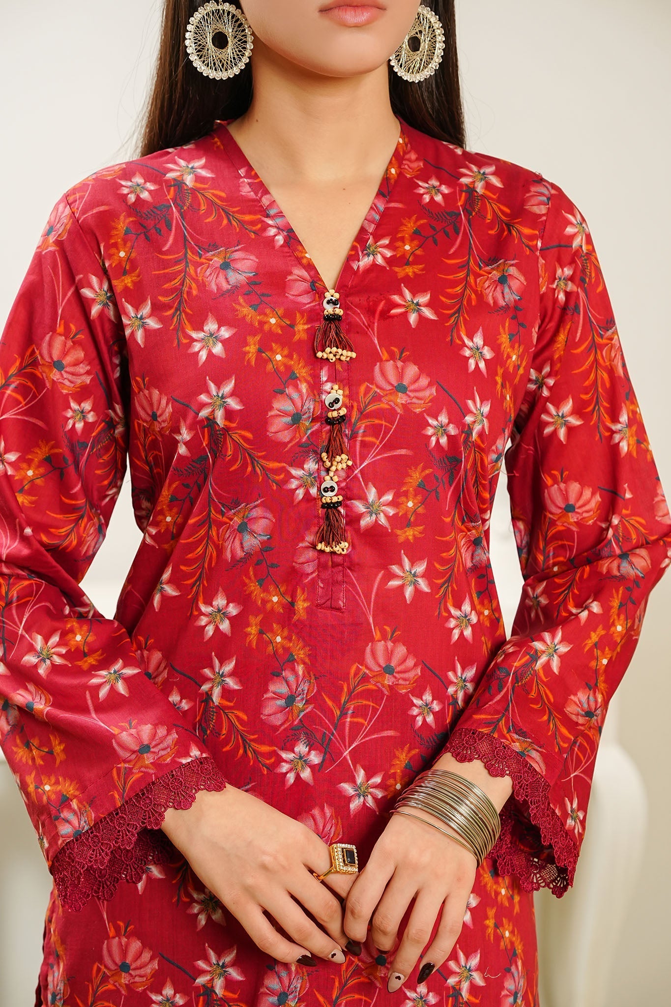 Aizal Stitched 2 Piece Co Ords Prints Collection'2025-A-C-663-RED