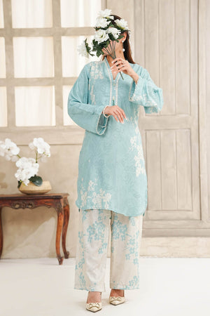 Hazel By Aizal Stitched Co Ords Slub Linen Winter Collection'2025-AH-02-Ferozi