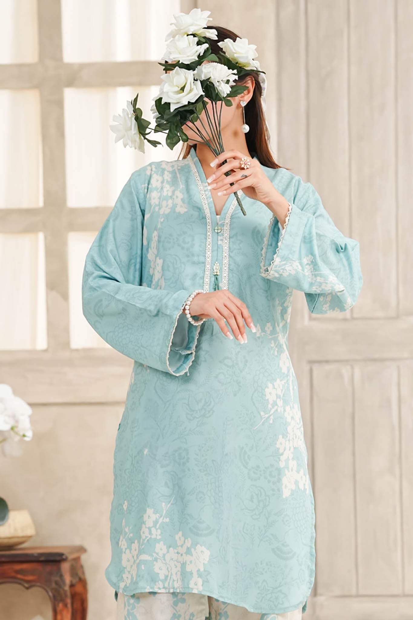 Hazel By Aizal Stitched Co Ords Slub Linen Winter Collection'2025-AH-02-Ferozi