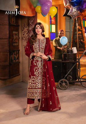 Asim Jofa Chamkeeli Pret Ajkkb-20 Embroidered Twisted Silk Stitched 3 Pcs