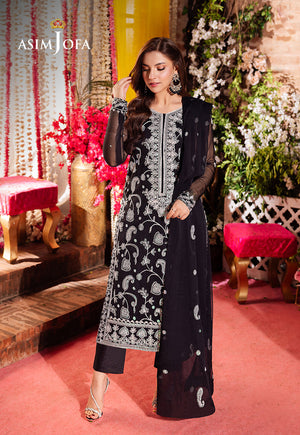 Asim Jofa Jag Mag Pret Ajmjb-01 Embroidered Chiffon Stitched 3 Pcs