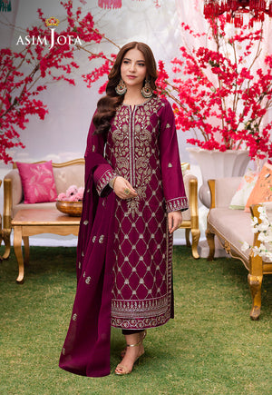 Asim Jofa Jag Mag Pret Ajmjb-03 Embroidered Lawn Silk Stitched 3 Pcs