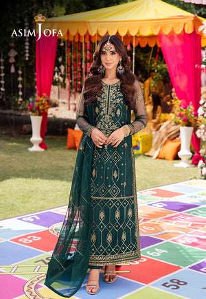 Jag Mag By Asim Jofa Ajmjb-23 Emb Net Stitched 3 Pcs