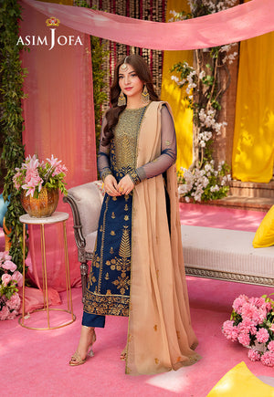 Asim Jofa Jag Mag Pret Ajmjb-26 Embroidered Net Stitched 3 Pcs