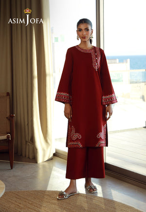 Asim Jofa Essential Pret Drop 7 Ajpb-136 Embroidered Slub Rib Lawn 2 Pcs