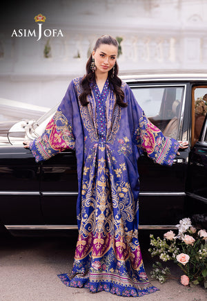 Charmeuse Silk Pret By Asim Jofa Ajrsb-06 Digitally Printed Emb Blended Silk 1 Pc