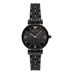 Emporio Armani Black Stainless Steel Black Dial Quartz Watch For Ladies - AR11245
