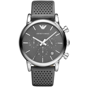 EMPORIO ARMANI Luigi Grey Leather Grey Dial Quartz Watch for Gents- EMPORIO ARMANI AR-1735