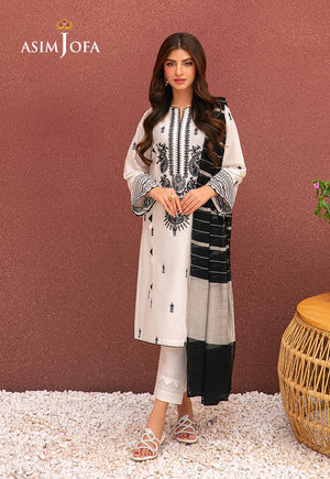 Asim Jofa Outfit Of The Day Ajod-34 Embroidered Cambric 3 Pcs