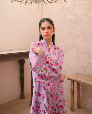 Zauk Stitched 2 Piece Print Edit Collection-Rose Quartz