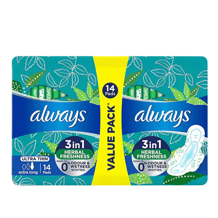 Always Pad 3In1 Herbal Freshness Ultra Thin Extra Long