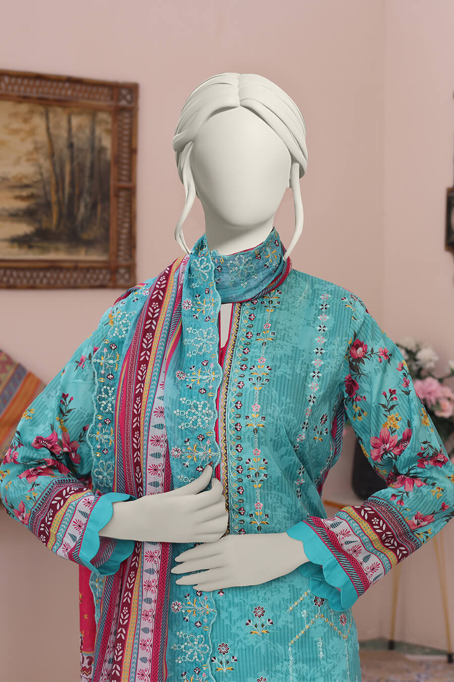 Almeerah Unstitched 3 Piece Emb Cutwork Lawn Vol-04 Collection'2025-Aqua Mint Breeze