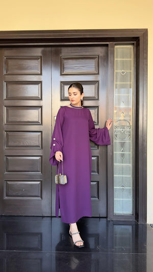 Manahils Stitched Purple Pearls