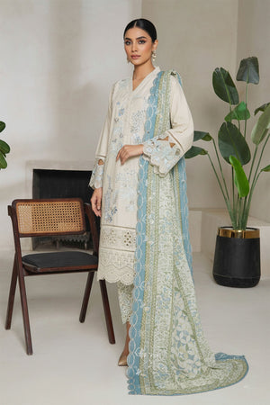 Bin Saeed Stitched 3 Piece Luxury Plain Cotton With Emb Printed Back Collection'2025-NSM-2476-Skin