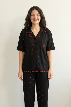 BLS - Pajama set - Short sleeves with long pants - Black