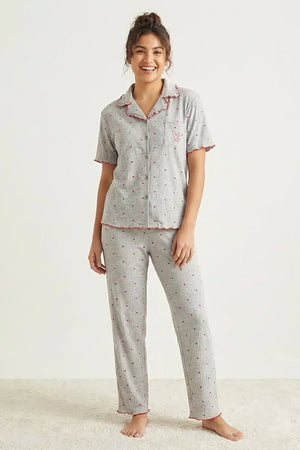 BLS - Pajama set - Short sleeves with long pants - Grey