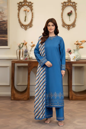 Summer Scent By Nine Needles Stitched 3 Piece Summer Collection'2025-Blue Orchid-NP-08