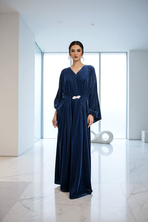 Veloria By Dressline Velvet Kaftan Winter Collection'2025-veloria-stitched-nocturne-blue